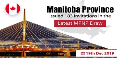 Manitoba Issued 183 Invitations in the Latest MPNP Draw Held on 19 Dec 2019