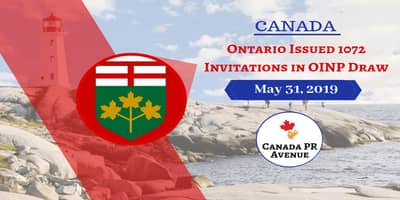 Ontario PNP- Express Entry Stream Draw has Issued 1072 Invitations on May 31, 2019
